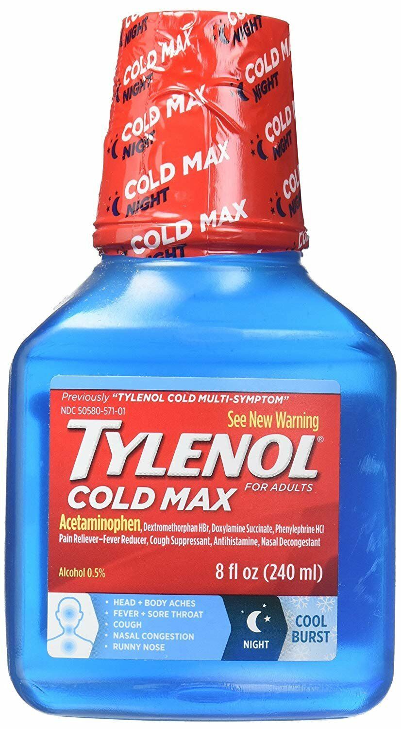 TYLENOL Cold Max Nighttime Cool Burst Liquid 8 oz eBay