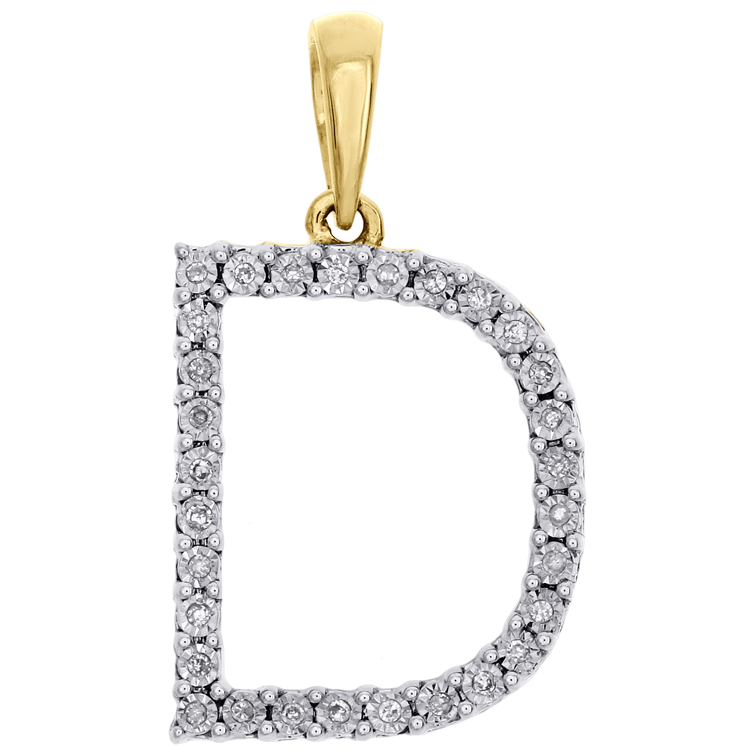CARATS FOR YOU 10K Solid Gold 0.12ct Genuine Real Round Cut Natural Diamond Seahorse Pendant Necklace For Women