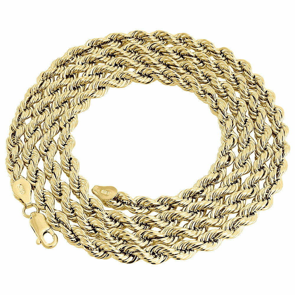 10k Yellow Gold 5mm Diamond Cut Hollow Rope Link Chain Necklace 20 30 Inches Ebay 3907