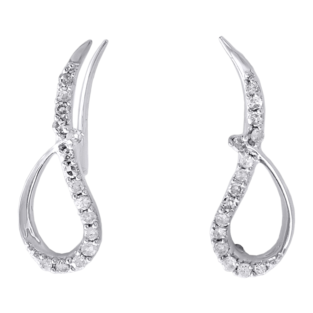 Black Diamond Solitaire Flower Studs Earrings Round Cut 10K White Gold 0.20 CT