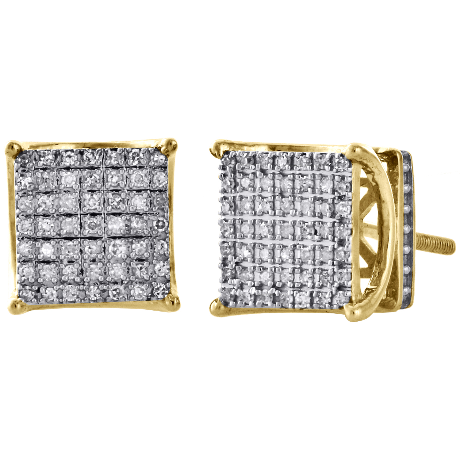 0.15 Ct 14K or Jaune Round White Diamond Ladies Fashion Pendantes Boucles D/'oreilles