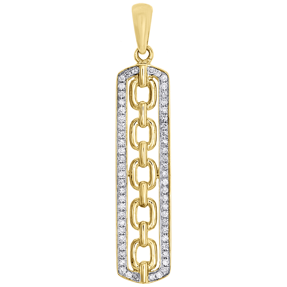 14k or Jaune Diamant Bar style solitaire Charme Collier Pendentif ~ 1.2 g