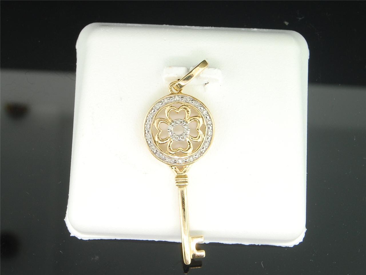 14k or Jaune Clé Pendentif//Charme made in USA