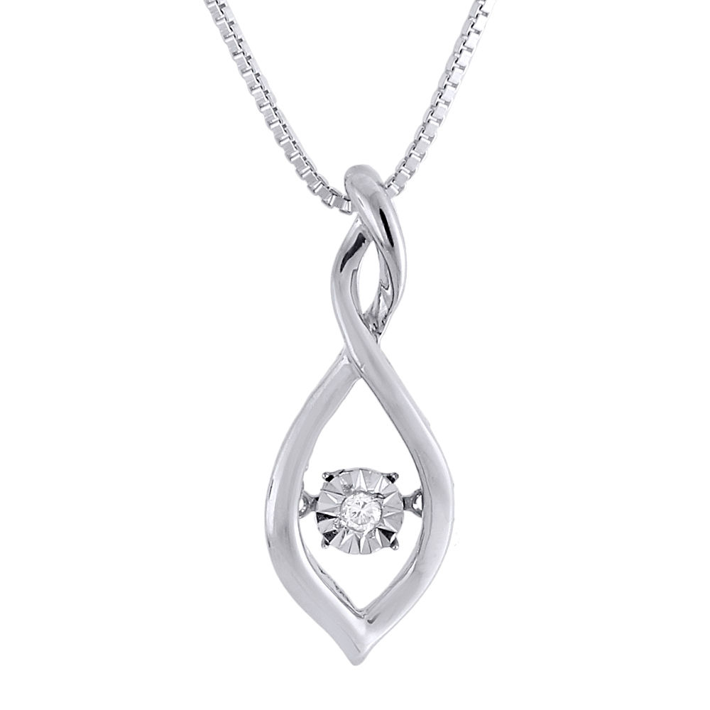 0.55 Ct Round Cut Natural Diamond Heart Pendant With Chain .925 Sterling Silver