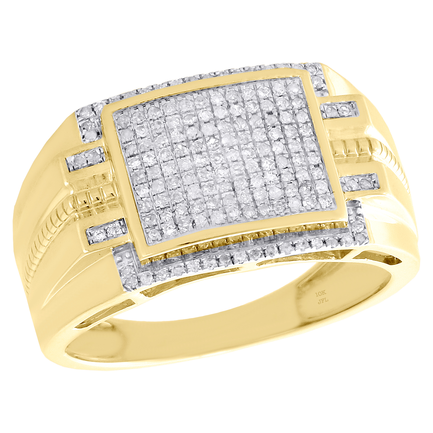 Yellow Diamond Engagement Wedding Band Mens 10K Yellow Gold Pinky Ring 1//3 Ct.
