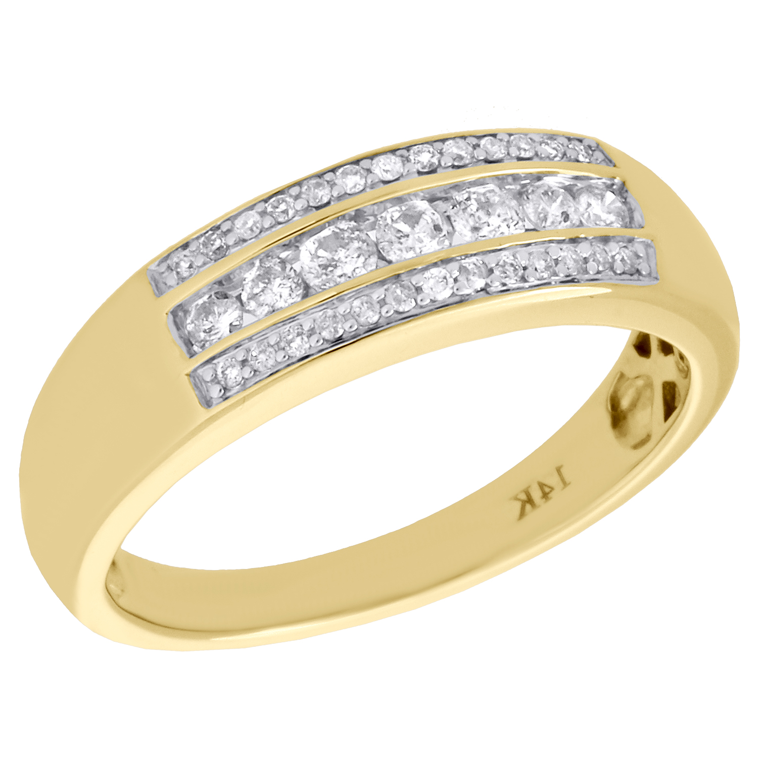 14K Yellow Gold Diamond Wedding Engagement Band Mens Channel Set Ring 1 ...