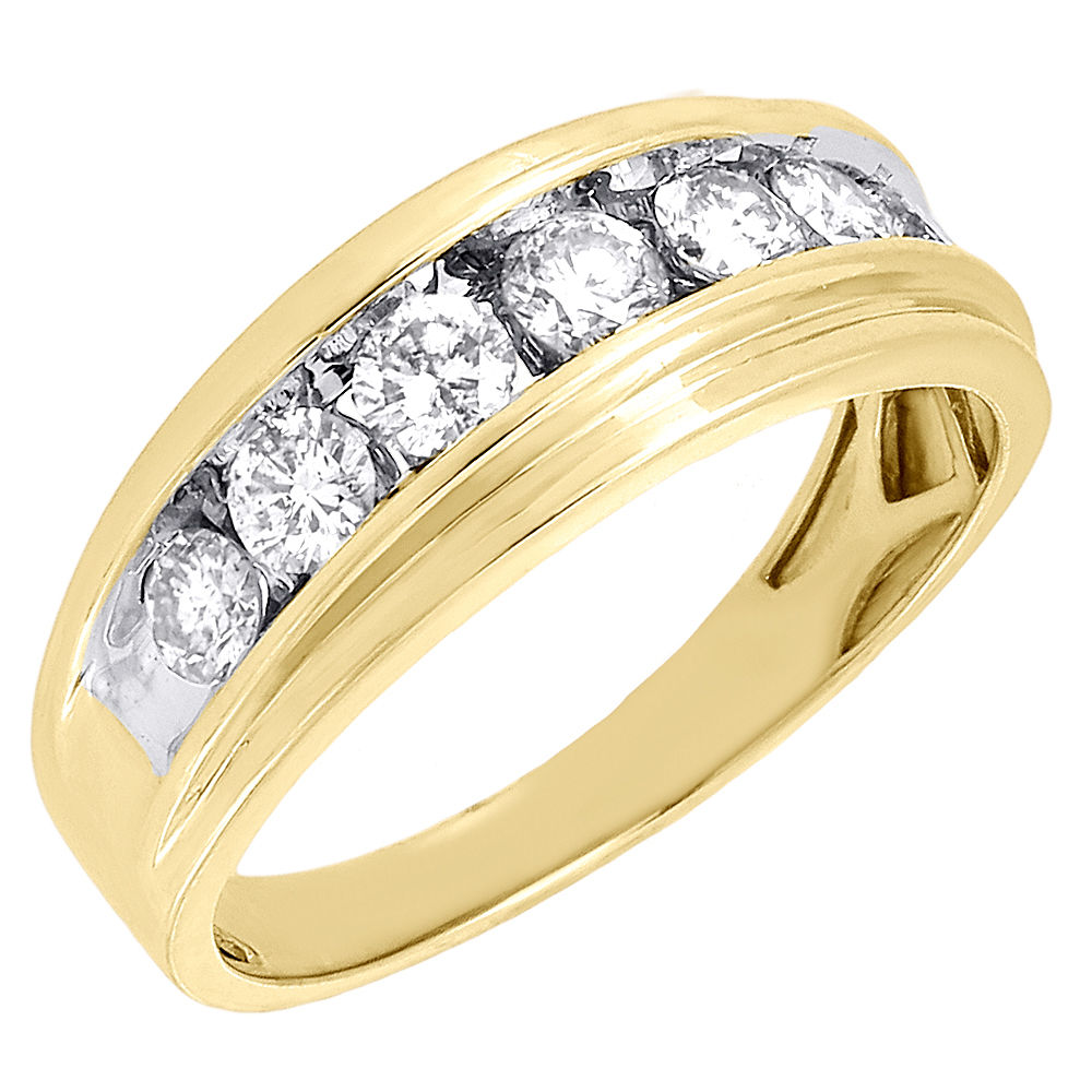 10k Mens Yellow Gold 7 Stone Diamond Engagement Ring Wedding Band 1 Ctw 85mm Ebay 