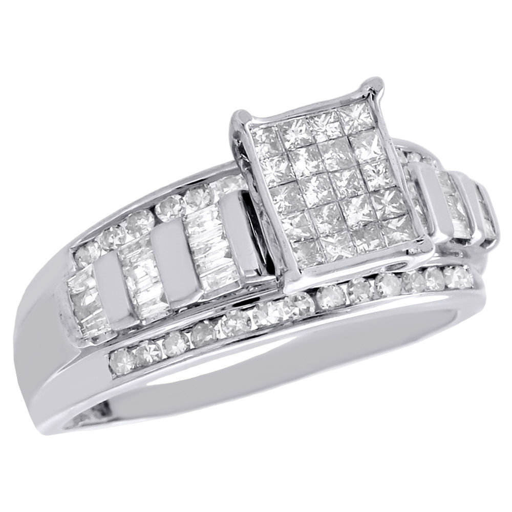 1ct ROUND /& BAGUETTE CZ PROMISE ENGAGEMENT .925 Sterling Silver Ring SIZES 5-10