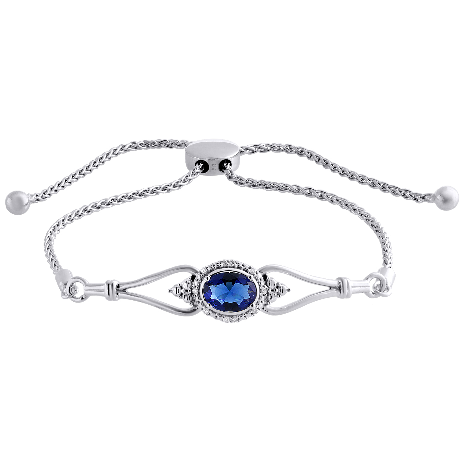 Argent sterling Femme Round Diamond Circle Bolo Fashion Bracelet 1//20 cttw
