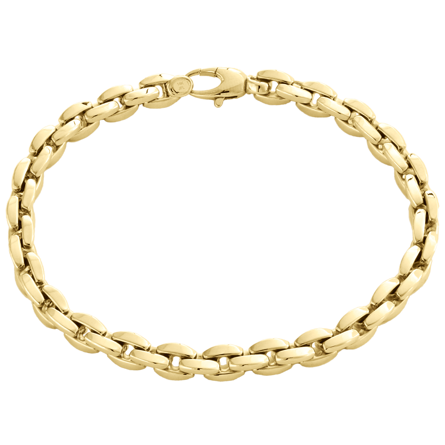 18K solide or jaune bracelet avec rond cercle Rolo Link 4 mm MADE IN ITALY