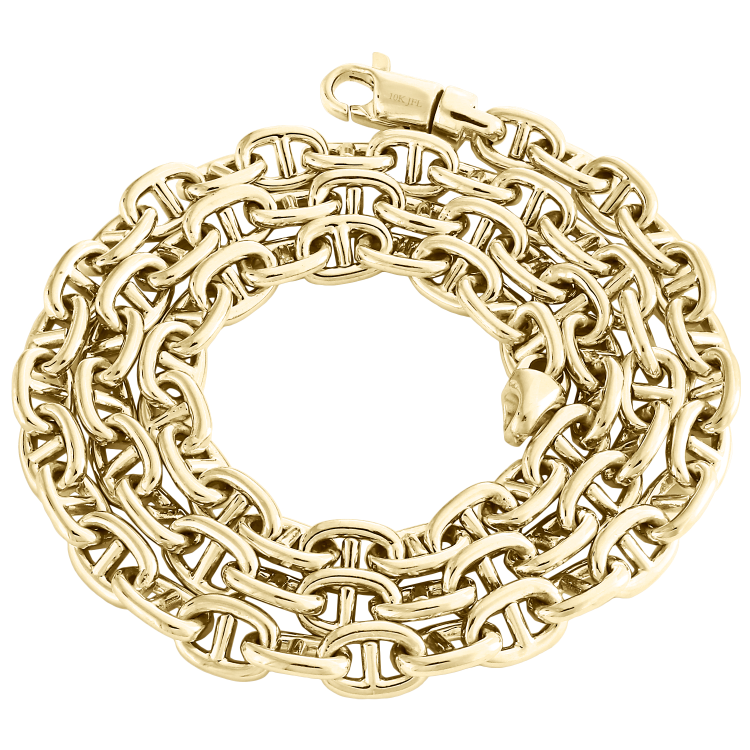 10K Yellow Gold 8.10mm Solid Italian Anchor Link Chain Handmade
