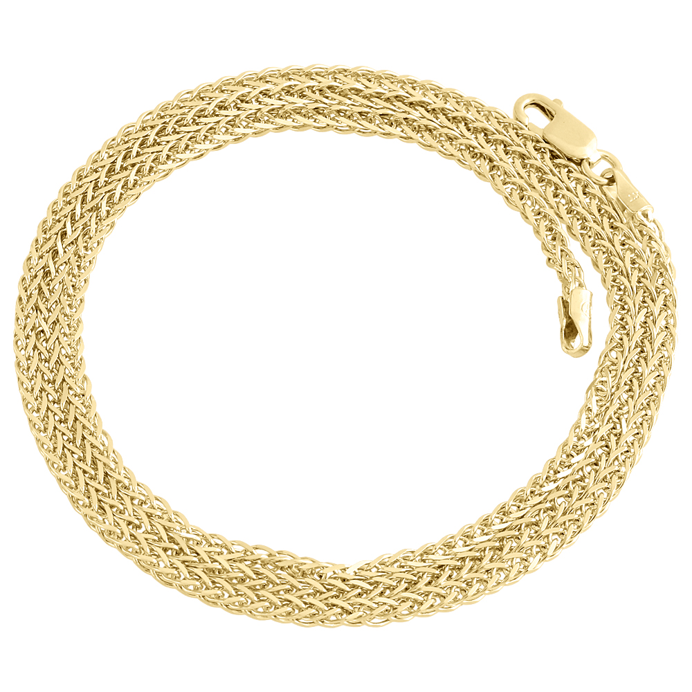 Real 10K Yellow Gold Rounded 3D Spiga Link Chain 2mm Unisex Necklace 16