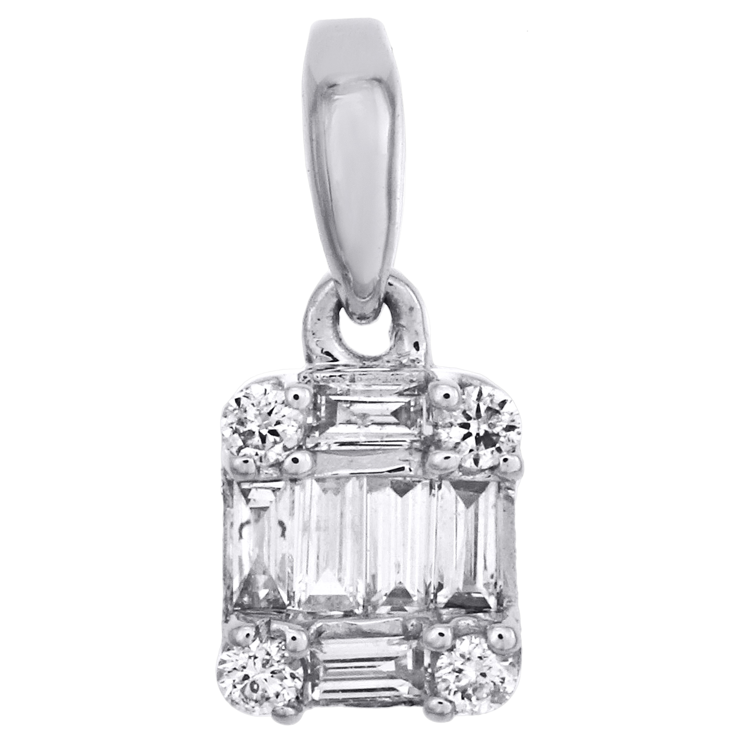 American Set Co 14k White Gold Cluster CZ Square Pendant Charm