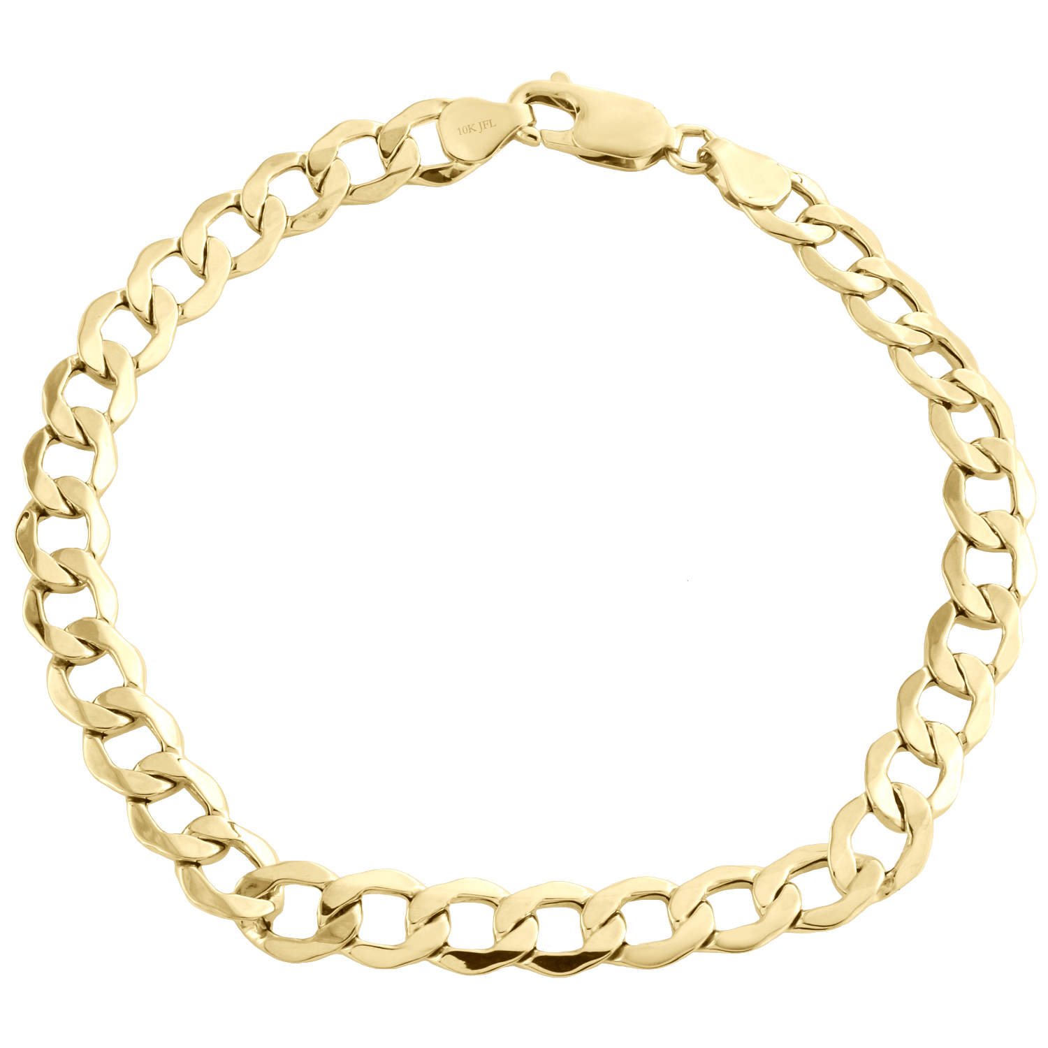 Brilliant Bijou 10K Yellow Gold Childrens Flat Curb Link Personalized ID Bracelet with Lobster Clasp
