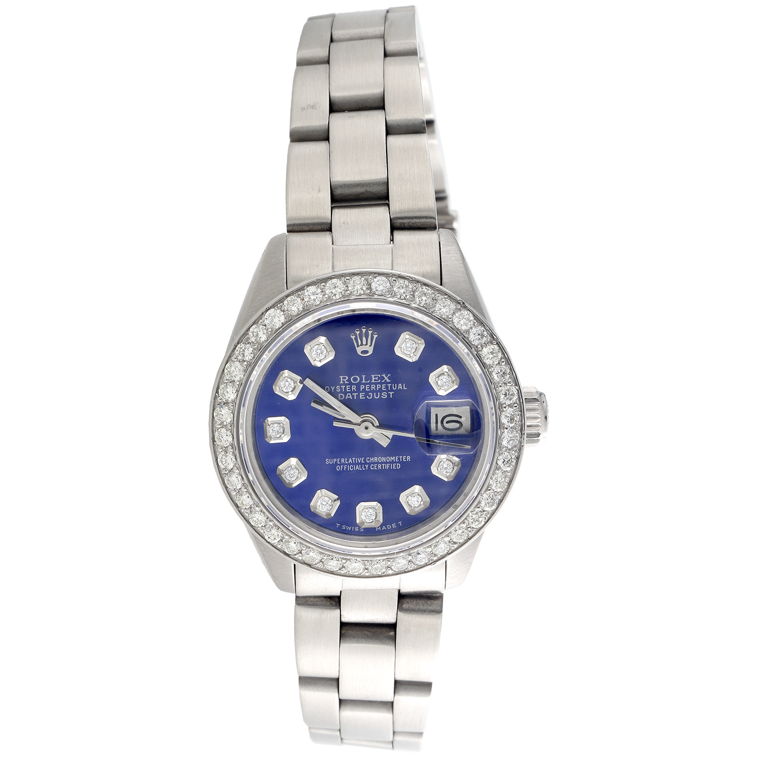 ladies rolex oyster perpetual blue dial