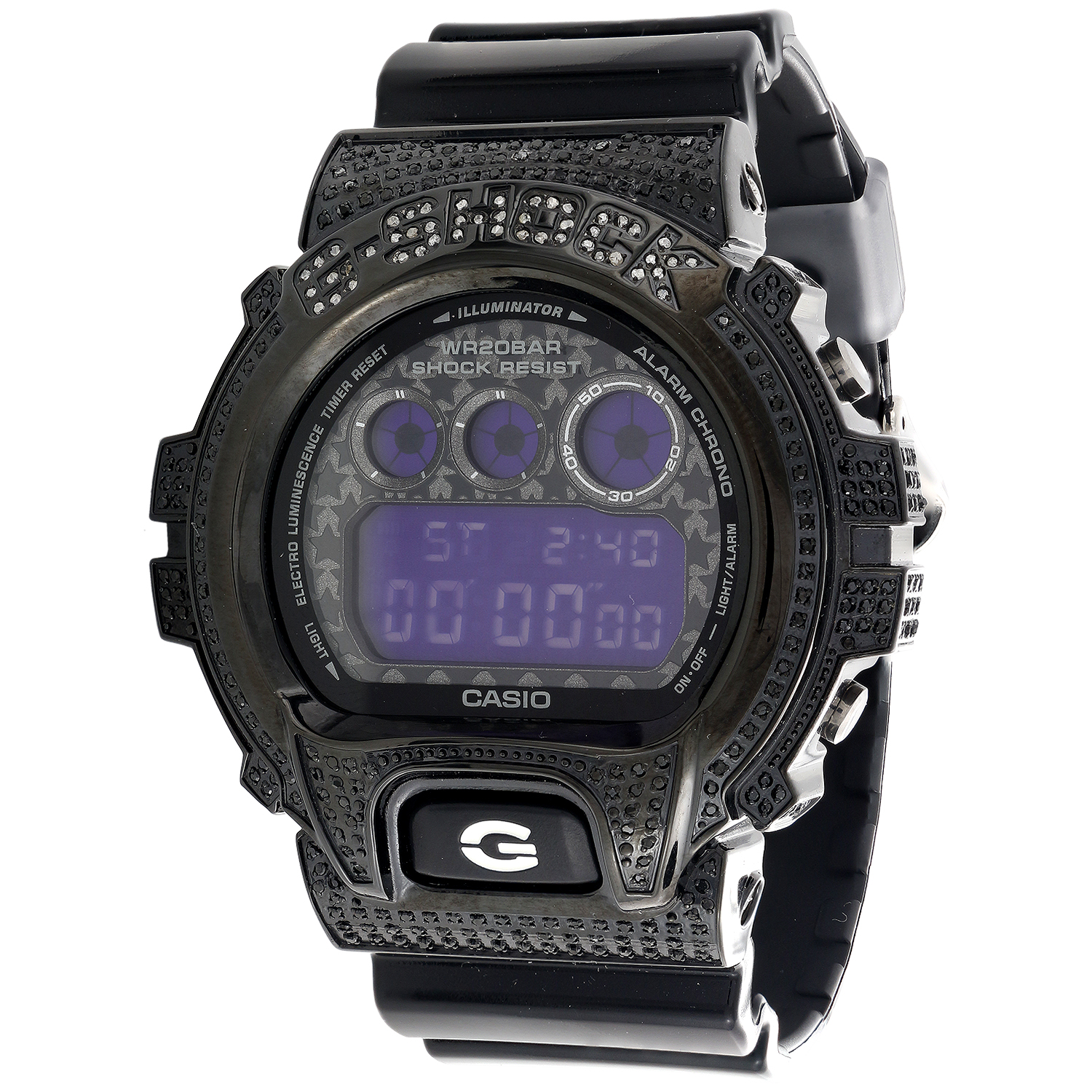 Mens Casio DW6900C-8DR G-Shock Black Grey Digital Real Diamond Watch ...