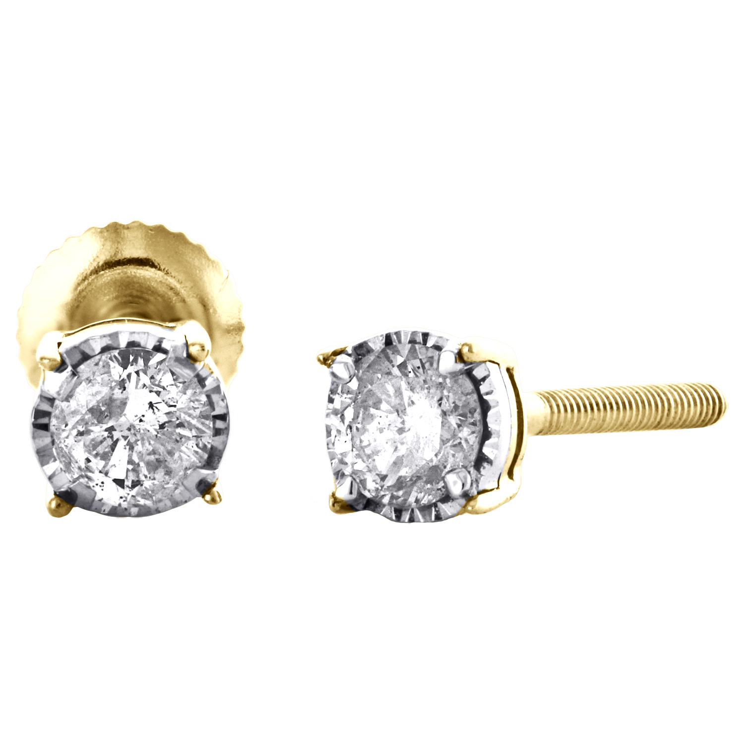 Real 14K Solide Or Jaune Rond Véritable Perle Blanche Clous Boucle d/'Oreille Vis Arrière 5 mm