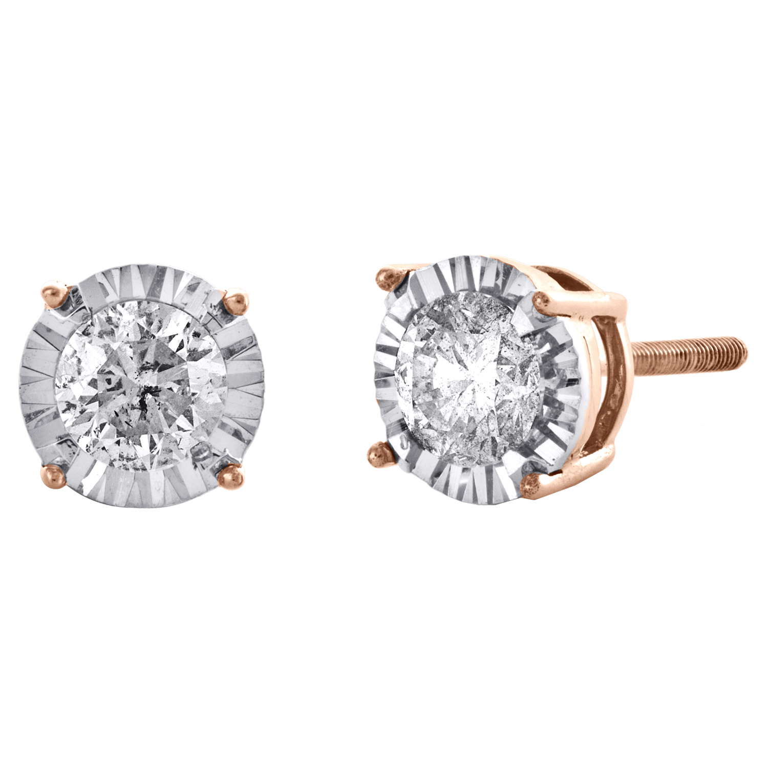0.15 Ct 14K or Jaune Round White Diamond Ladies Fashion Pendantes Boucles D/'oreilles
