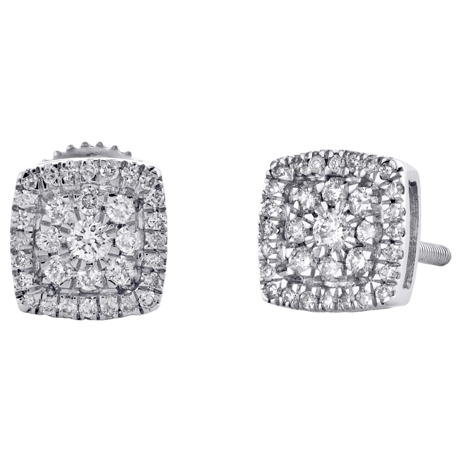 1.30 Ct Diamond Screw Back Square Stud Earrings Yellow Gold Fn Men/'s//Ladies