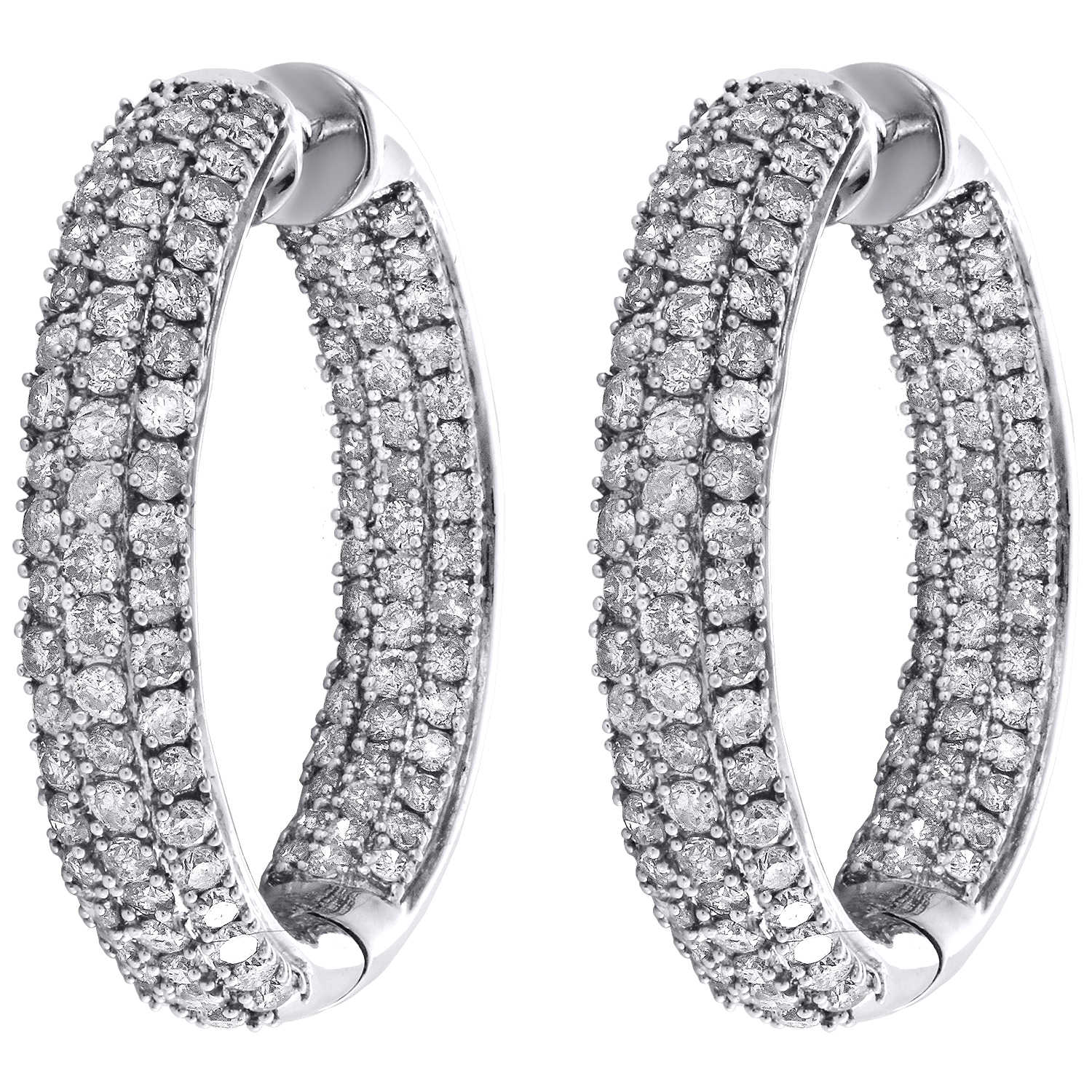 Eternity Gold Diamond-Cut Boucles d/'oreilles créoles en 14K or Blanc