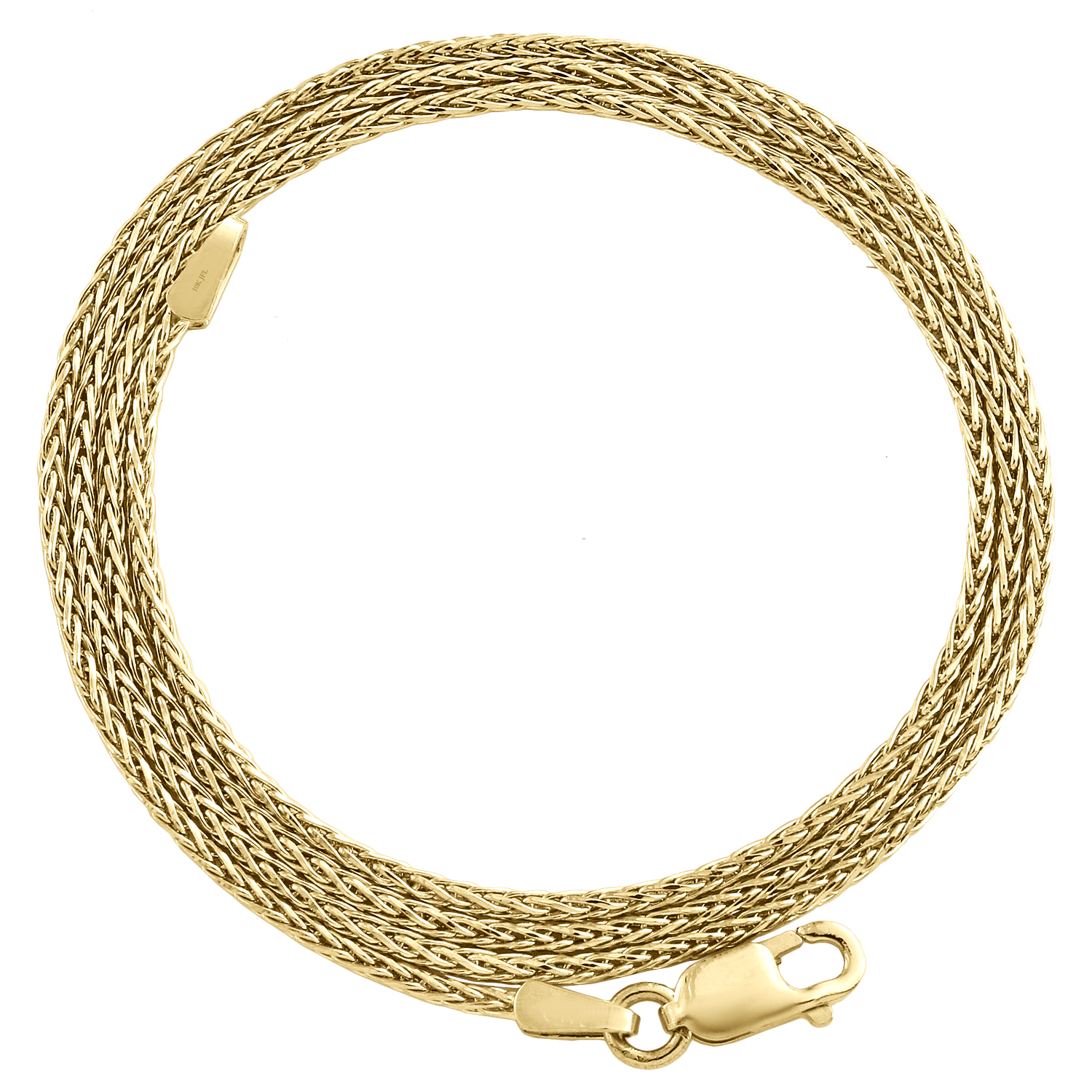 10K Yellow Gold 1.25mm Round Spiga Link Chain Fancy Italian Necklace 16