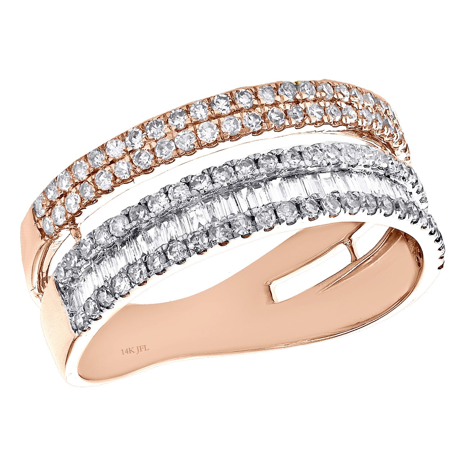 1 25 Ct Baguette And Round Diamond Eternity Band In 14k Rose Gold Fascinating Diamonds