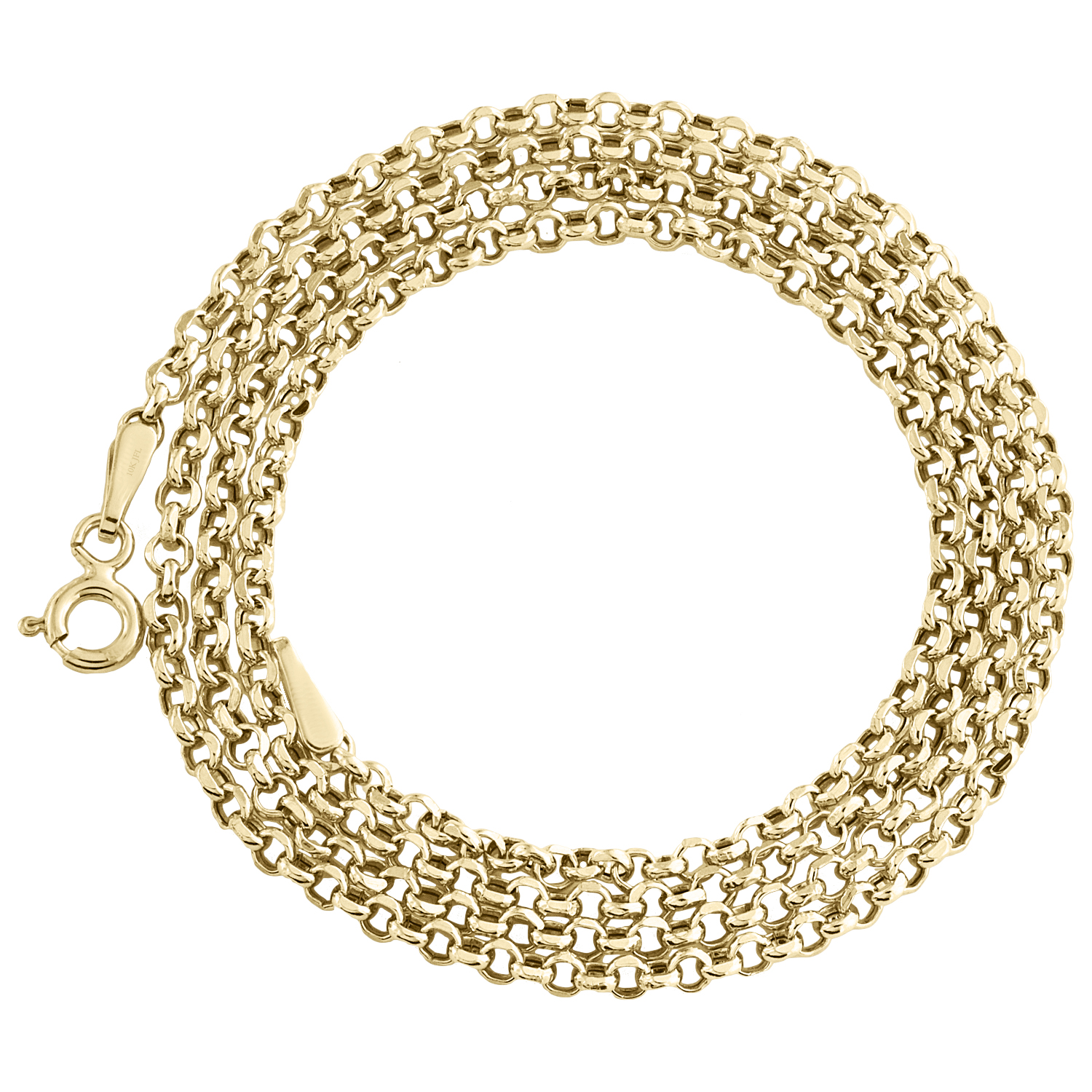 Real 10K Yellow Gold 2.50mm Open Circle Rolo Chain Link Necklace 20