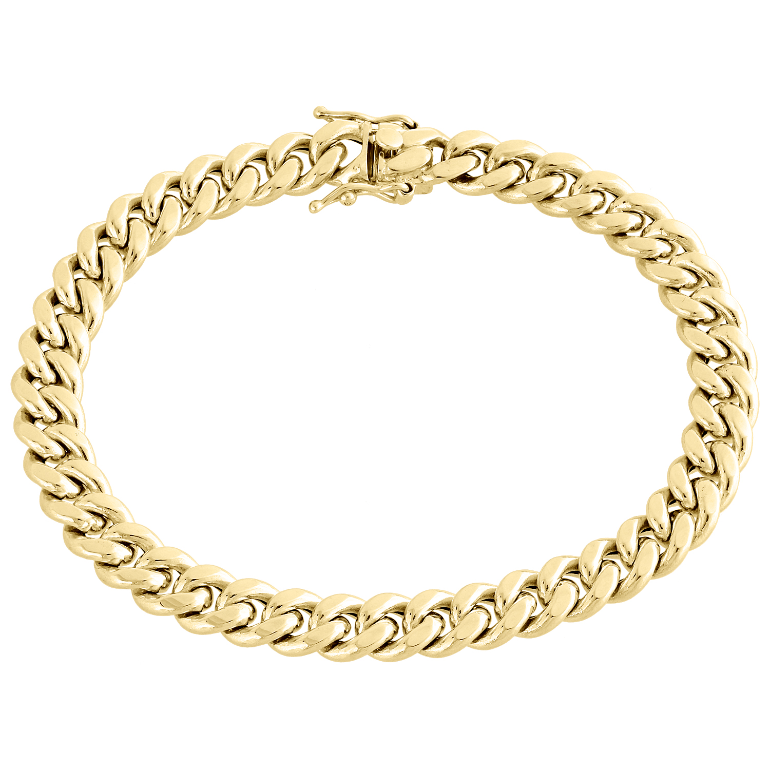 Real 10K Yellow Gold Hollow Miami Cuban Link Bracelet 8.50mm Box Clasp ...