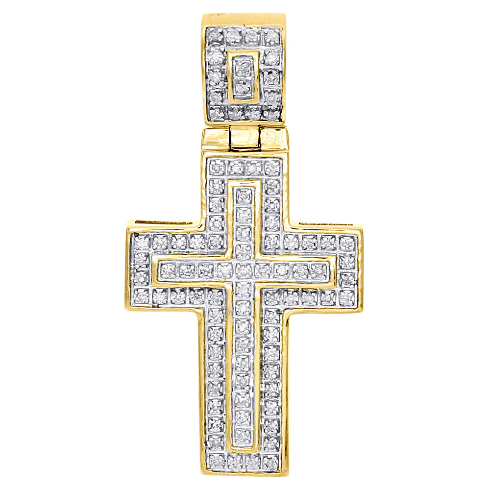 COURONNE◆Manon Mini Cross 10 Camel yellow 10K Yellow Gold Genuine Diamond Mini Cross Pendant 1.45