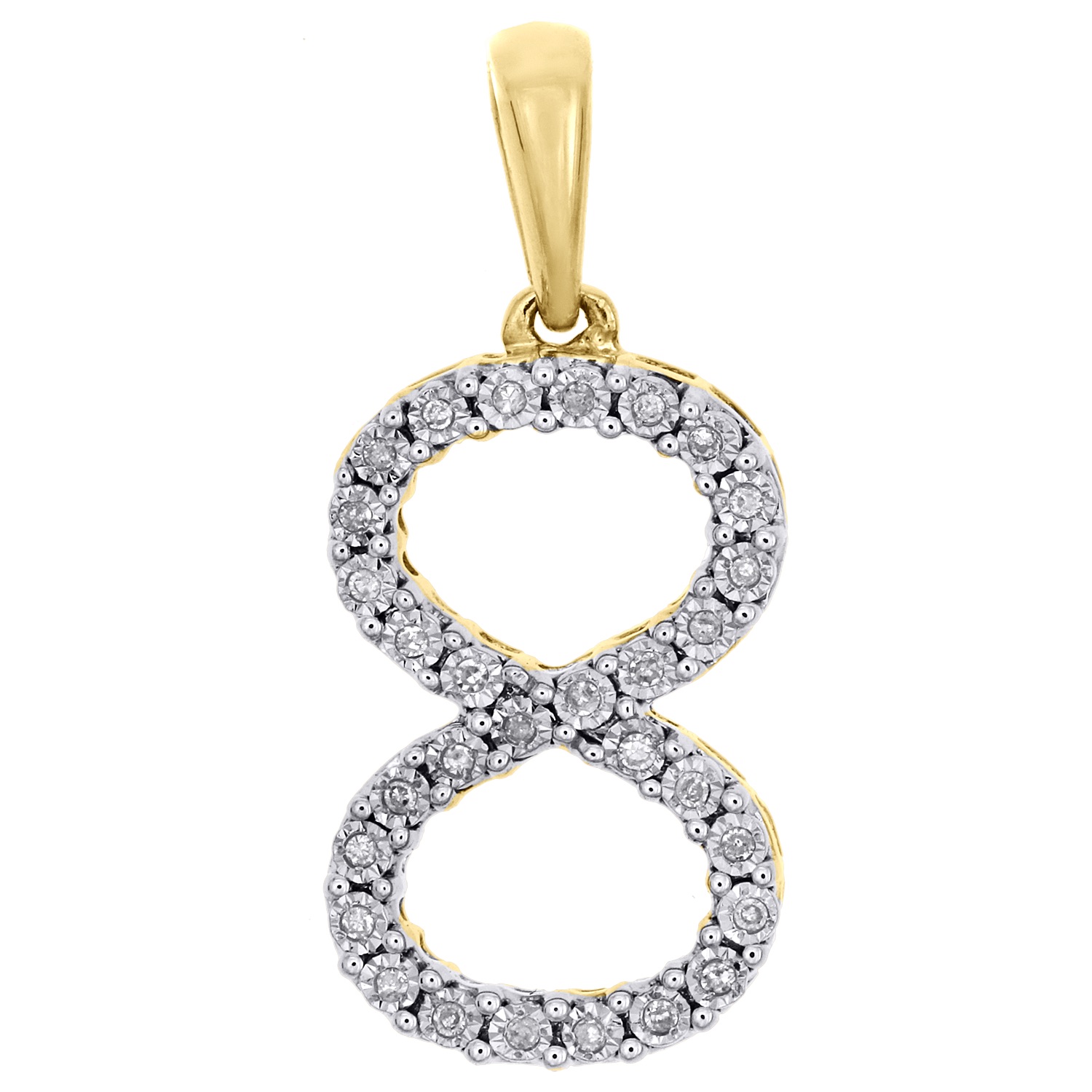 Solid 10k Yellow Gold Number 8 Block Charm Pendant