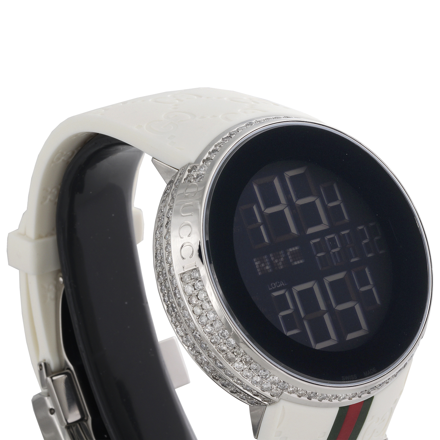 Digital gucci watch with on sale diamonds