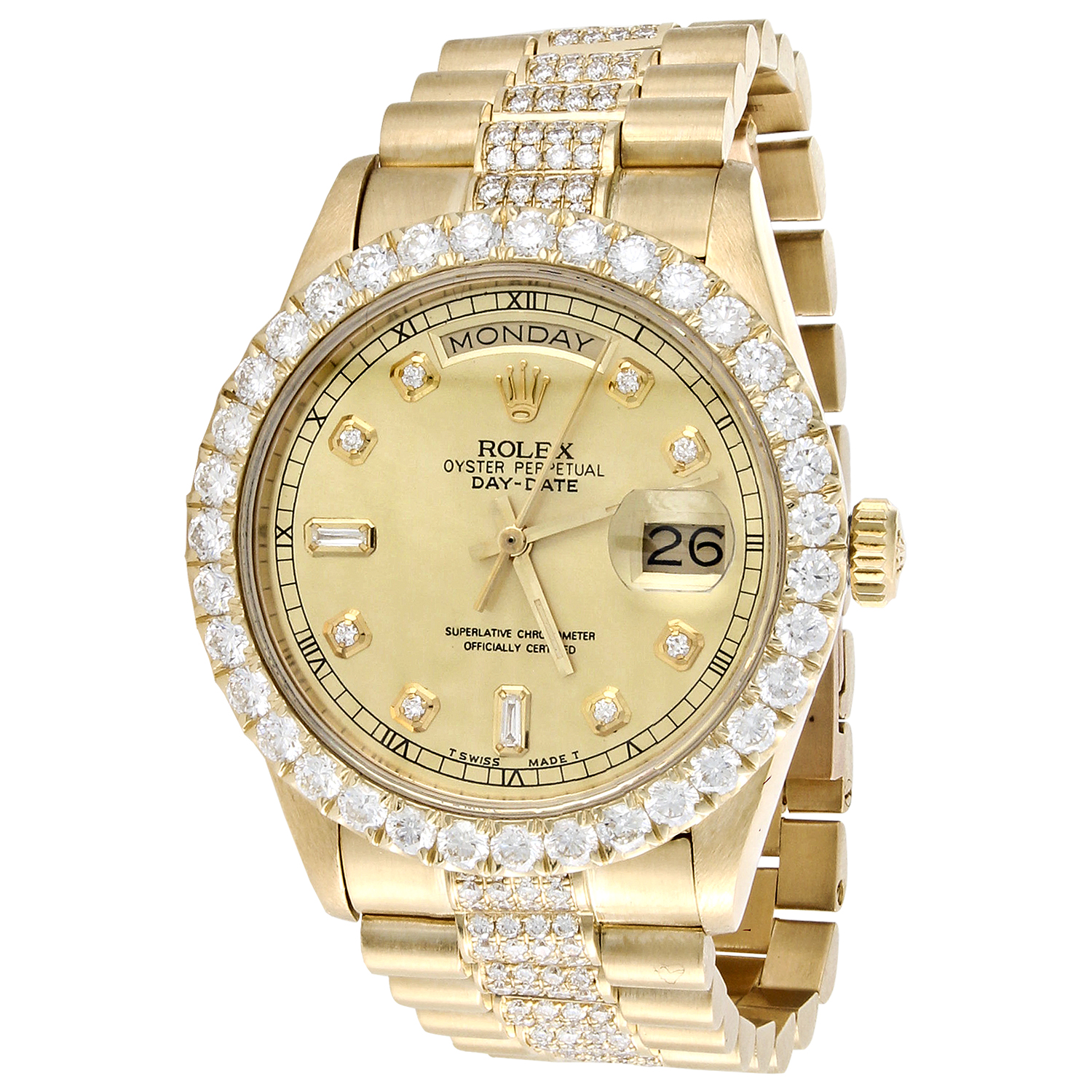 rolex president 18k gold diamond watch