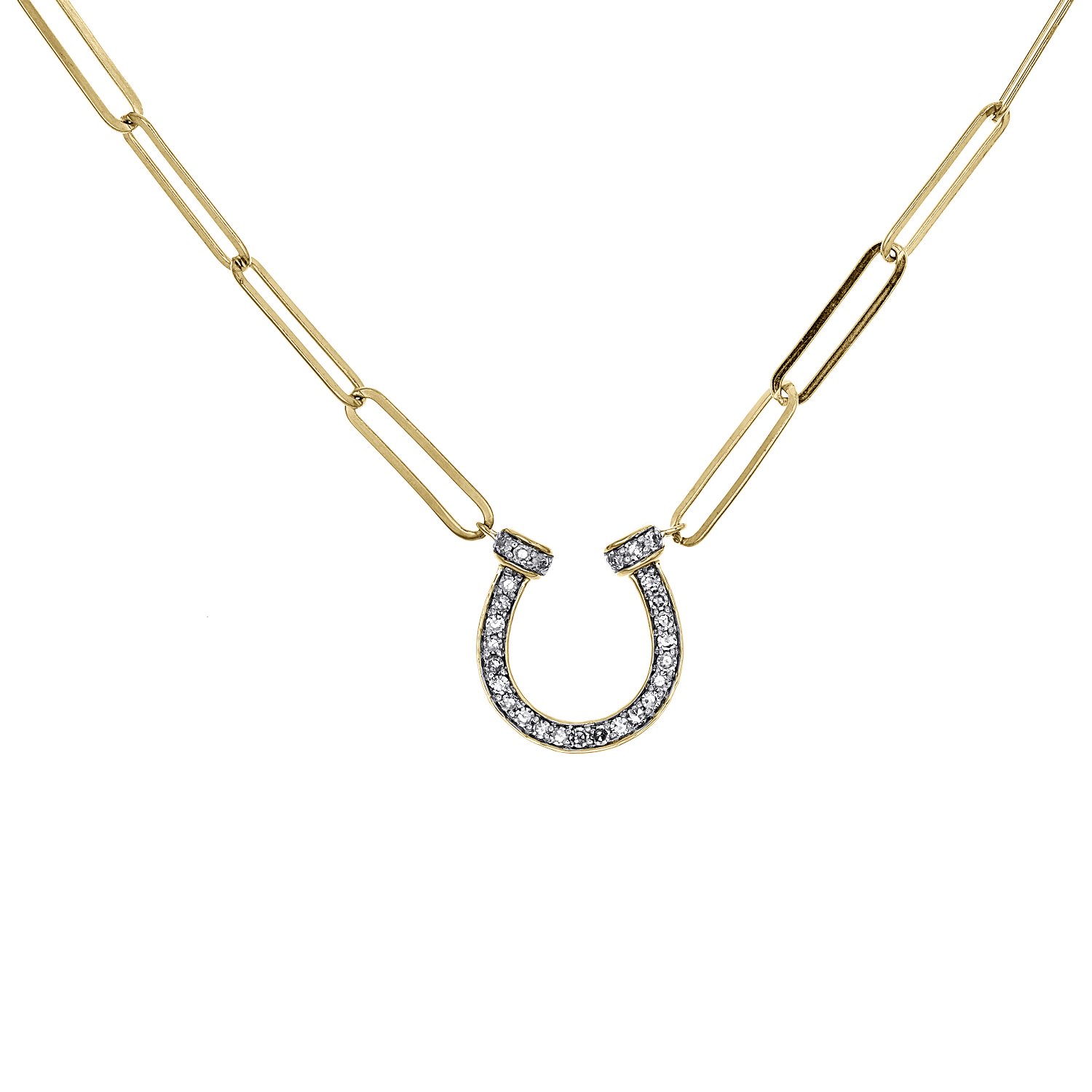 アクセサリー CTHY HERITAGE HIGH-END JEWELRY CLIP 10K Yellow Gold Diamond Horseshoe Charm Paper Clip 18