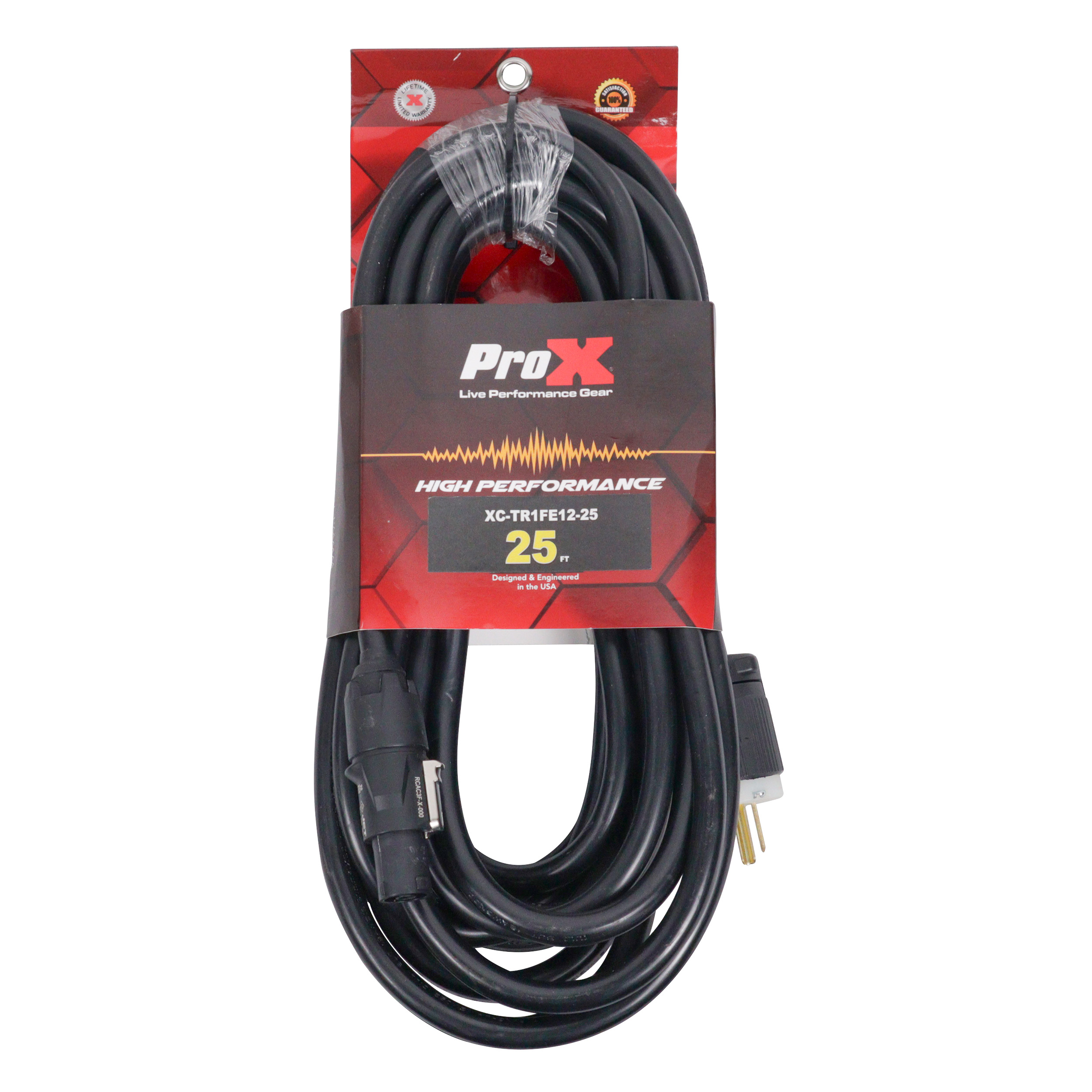 Pair of 2x Pro X 25 Ft. 12AWG 120VAC Male Edison NEMA 5-15P to