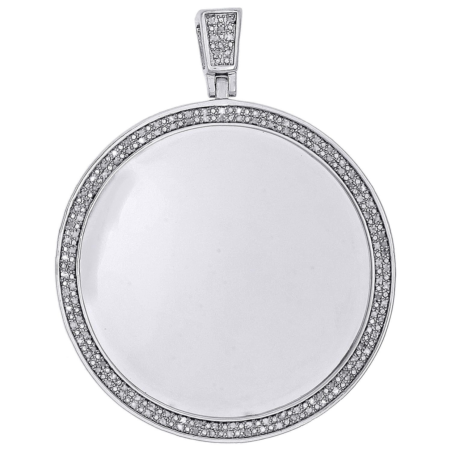 Sterling Silver Diamond Medallion Picture Memory Frame Pendant 2.3" Charm 1/2 CT eBay