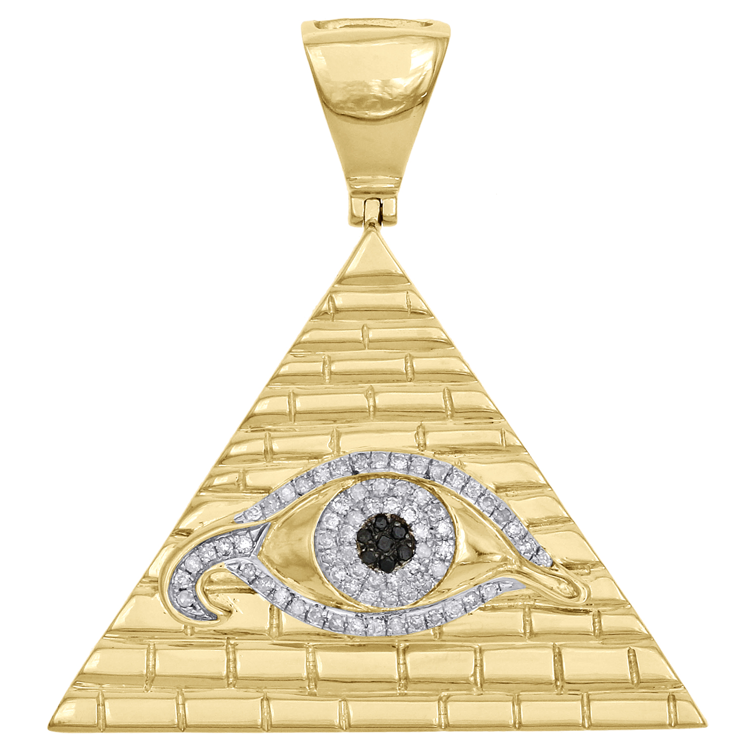 10K Yellow Gold Diamond Providence Illuminati All Seeing Eye Pendant 0.
