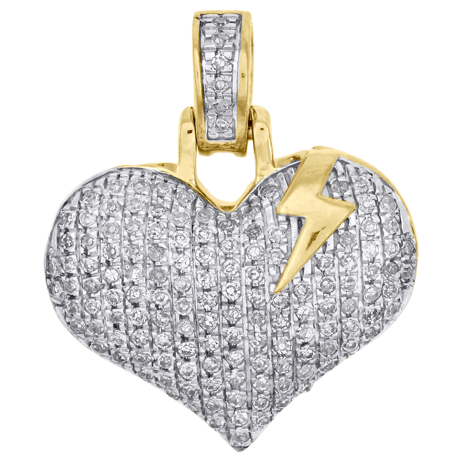18K Rose Gold Over Natural /&Black Diamond 0.12Ct White Gold Heart Pendant